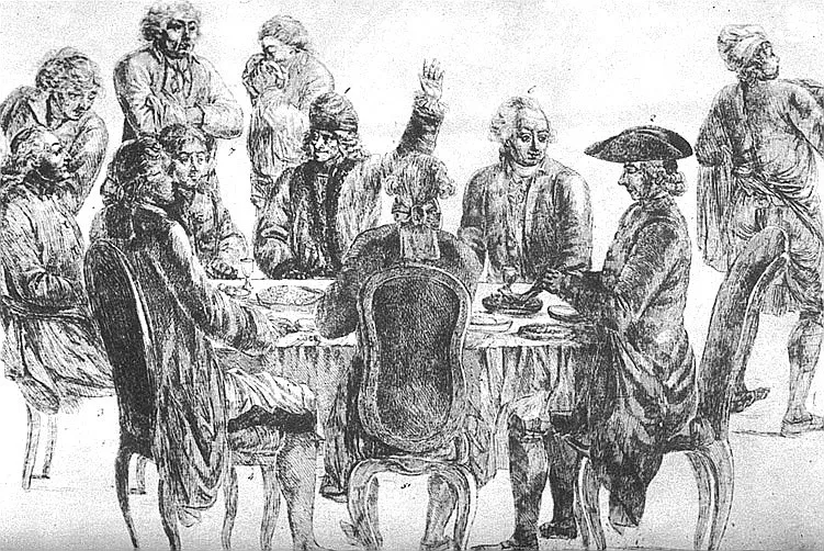 voltaire and diderot at the café procope