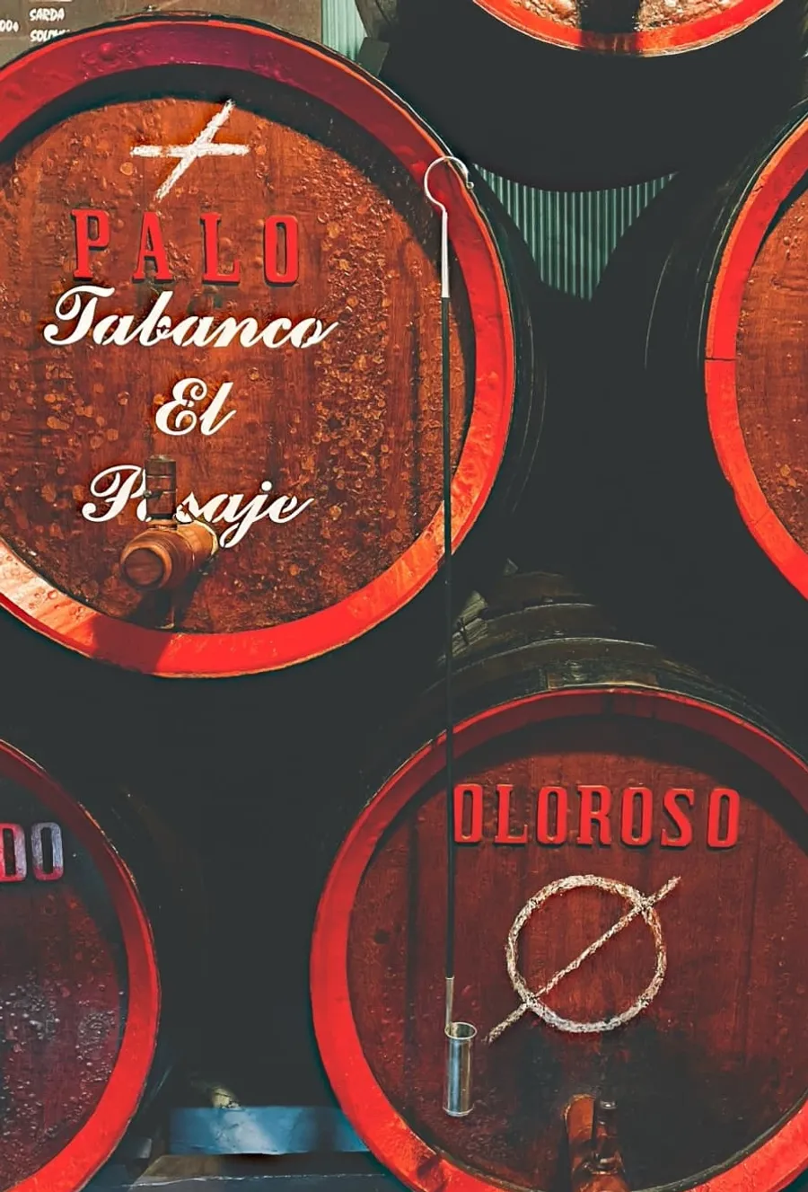 Rzędy beczek z winem Sherry w Jerez
