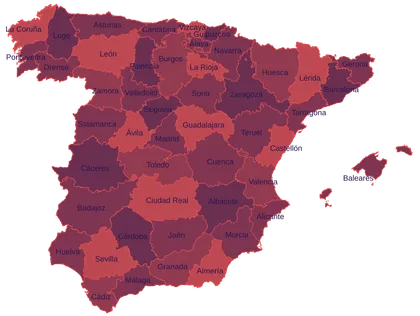 Regiony uprawy odmiany Pedro Ximénez w Hiszpanii